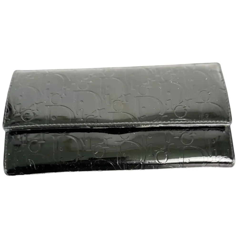 Dior Patent Leather Continental‎ Signature Long Wallet